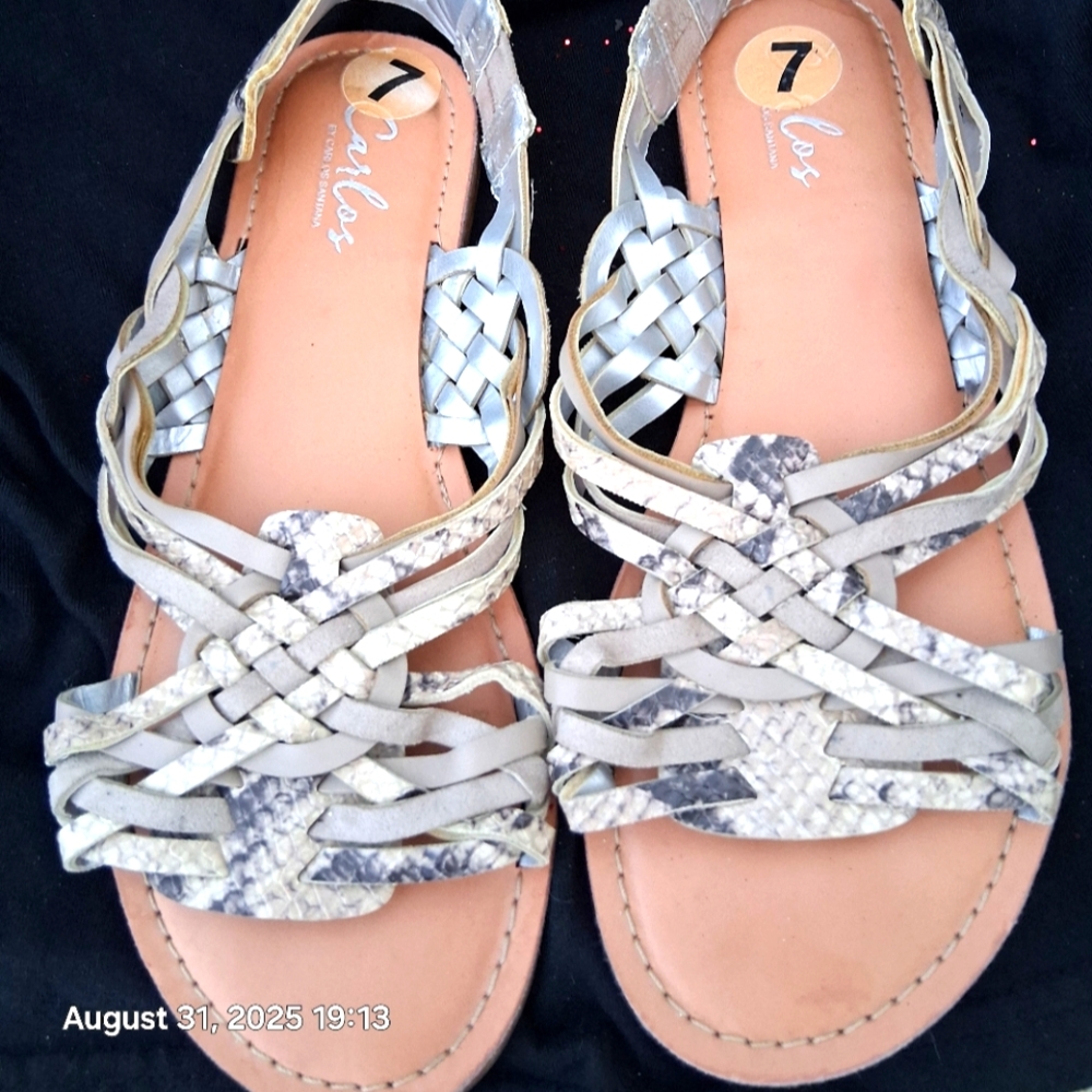 Carlos By Carlos Santana Mavin Snakeskin Print Leather Huaraches Women's Size 7